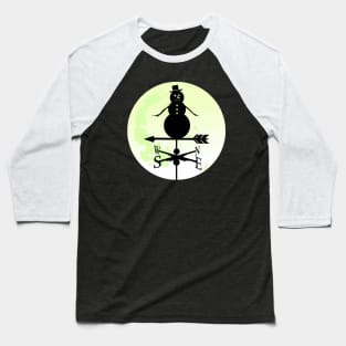 Snowman Moon Silhouette Weathervane Baseball T-Shirt